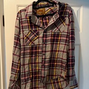 Red Camel Men's Casual Plaid Shirt - Red, Yellow, Gray
